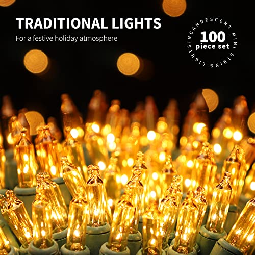 100LIGHTS Yellow Extra-Bright with End Connectors Christmas Decorative Lights 5.98m UL Certified Mini String Light Set Waterproof for Home Garden Holiday Christmas Tree Party Patio Wedding - color: Yellow, size: 100 COUNT-1PACK