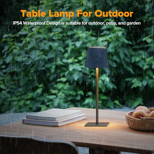 LUTEC 4 Pack Cordless Table Lamp,6000mAh Rechargeable Battery Operated Desk Lamp,Two Adjustable Heights,Waterproof, Touch Control & 3 Color Stepless Dimming for Restaurant/Bedroom/Bars/Outdoor (Blue) - color: Blue