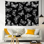 HVEST Butterfly Wall Hanging - Space Tapestry for Bedroom & Living Room, 59W x 51H inches - color: Black, size: 51"L x 59"W