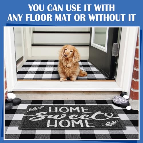 Geelin 2 Pcs 30'' x 18'' Doormat 43'' x 27.5'' Black and White Layered Rug for Front Door Mat Outside Entrance Welcome Door Mats for Indoor Outdoor Entryway Porch Decor(Home Sweet Home) - style: Home Sweet Home