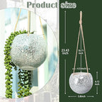 Hanging Planter Mosaic Garden Pot Small Flower Pot for Indoor Plant Disco Ball Hanging Planter with Drainage Sliver - color: Silver