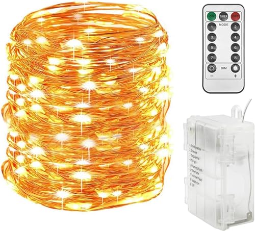 Twinkle Star 300LED 99FT Copper Wire String Lights Battery Operated 8 Modes Fairy Lights with Remote Waterproof Fairy String Lights for Outdoor Christmas Lights Wedding Party Decoration Warm White - color: Warm White, size: 99 ft