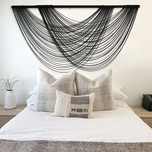 Flber Macrame Wall Hanging Black Boho Wall Decor Large Boho Yarn Tapestry Living Room Bedroom Home Wall Decor 57" W x27 L