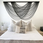 Flber Macrame Wall Hanging Black Boho Wall Decor Large Boho Yarn Tapestry Living Room Bedroom Home Wall Decor 57" W x27 L