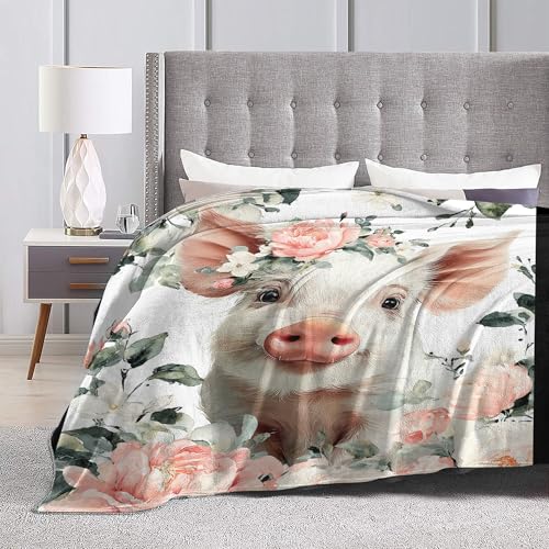 Pig Throw Blanket Cute Animal Warm Pigs Decor Soft Flannel Blanket Pig Gifts for Kids Boys Girls Men Women 40" X 50" - color: Pig, size: 40"X50"