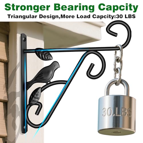 AMAGABELI GARDEN & HOME 4 Pack Hanging Plant Brackets Outdoor 10 inch Metal Fence Wall Plant Hanger Hooks for Hanging Flower Baskets Bird Feeders Lanterns Wind Chimes Rust-Resistant Black - size: 10 Inch, style: 4-Pack Bird 1 Hook