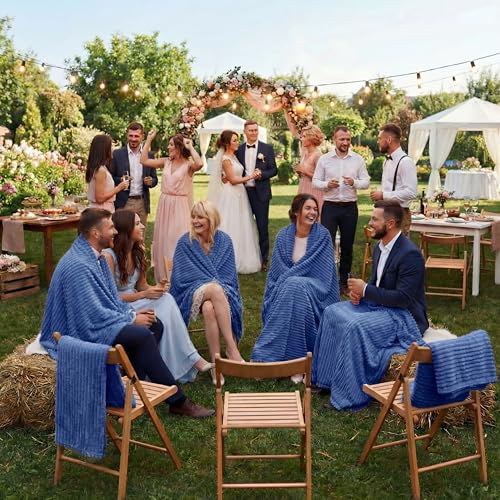 Buryeah 12 Pcs Flannel Throw Blanket Bulk 50 x 60 in Sleepover Blanket Outdoor Wedding Throw Lightweight, Oeko-tex Standard 100 Certified for Sofa Homeless Gifts (Sapphire Blue) - color: Sapphire Blue