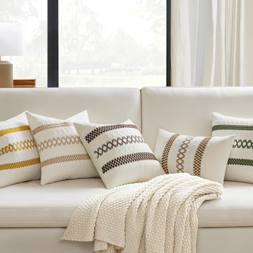 MIULEE Set of 2 Coco Brown Boho Decorative Pillow Covers 18x18 Inch Farmhouse Rustic Couch Throw Pillows Modern Spring Cotton Cushion Covers Retro Cute Macrame Woven Home Decor for Bed Sofa Chair - color: Coco Brown, size: 18" x 18" (Pack of 2)
