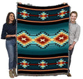 Pure Country Weavers Aydin Turquoise Blanket - Southwest Native American Inspired - Gift Tapestry Throw Woven from Cotton - Made in the USA (72x54) - color: Turquoise, size: Large