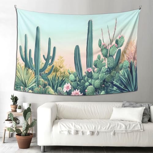 Keiutexe Cactus Tropical Tapestry 80" X 60" Desert Succulent Plants Wall Hanging Party Decorations Home Decor For Bedroom Living Room Dorm (200 X 150cm) - color: Cactus, size: 80 X 60 Inch
