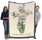 Pure Country Weavers Daisy Cross Blanket - Sympathy Bereavement Gift Tapestry Throw Woven from Cotton - Made in the USA (72x54) - color: Daisy Cross, size: 72" x 54"