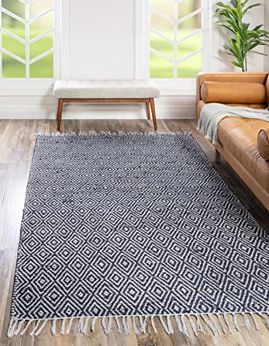 Unique Loom Braided Jute Collection Area Rug - Assam (2' x 3' 1" Rectangle, White Navy) - color: White Navy, size: 2' x 3'1" (Rectangular)