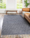 Unique Loom Braided Jute Collection Area Rug - Assam (4' 1" x 6' 1" Rectangle, White Navy) - color: White Navy, size: 4'1" x 6'1" (Rectangular)