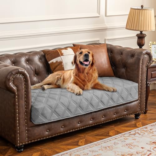 Ameritex Waterproof Dog Bed Cover Pet Blanket with Anti-Slip Back for Furniture Bed Couch Sofa - color: Lightgrey, size: 30x53 Inch (Pack of 1)