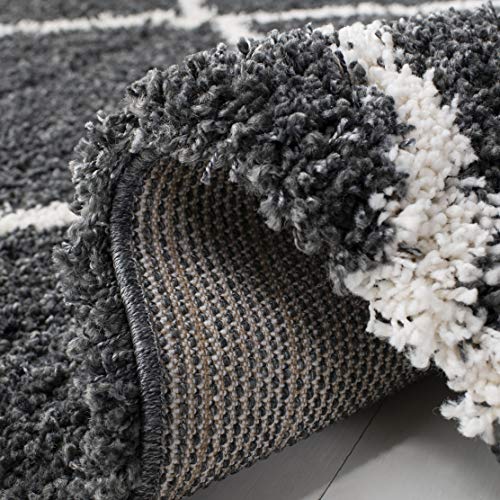 SAFAVIEH Hudson Shag Collection Accent Rug - 2' x 3', Dark Grey & Ivory, Trellis Design, Non-Shedding & Easy Care, 2-inch Thick Ideal for High Traffic Areas in Foyer, Living Room, Bedroom (SGH281G) - color: Dark Grey/Ivory, size: 2' x 3' (Rectangular)