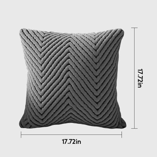 Flannel Pillow Covers Decorative Square Cushion Covers Modern Ripple Pattern Soft Sofa Pillowcases for Living Room - color: Dark Gray03
