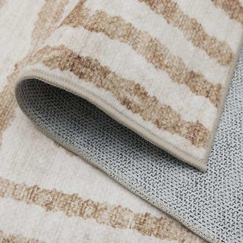 ReaLife Rugs Machine Washable Area Rug Runner - Living Room Bedroom Bathroom Kitchen Entryway Office - Non-Slip Baking Low Pile Stain Resistant Premium - Modern Geometric - Finn - Beige 2'6" x 6' - color: Finn - Beige, size: 2'6" x 6' (Rectangular)