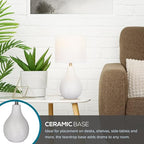 Catalina Lighting Ceramic Table Lamp for Office, Living Room, Dorm or Bedroom, Smart Home Compatible, Bulb Not Included, 18", White