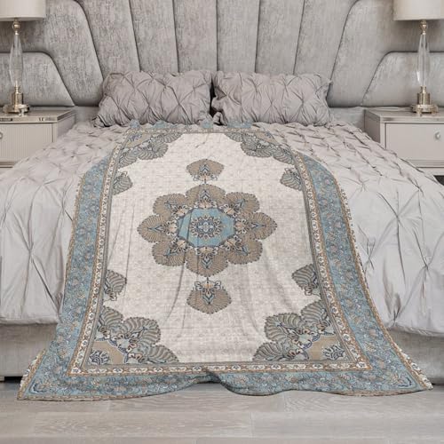 Boho Blue Brown Throw Blanket,Vintage Elegant Country Rustic Farmhouse Magical Pattern Soft Throw Blanket for Couch Sofa Camping Office Travel Home Bedroom Decor All Seasons 30"x40" - color: Boho-16, size: 30x40in