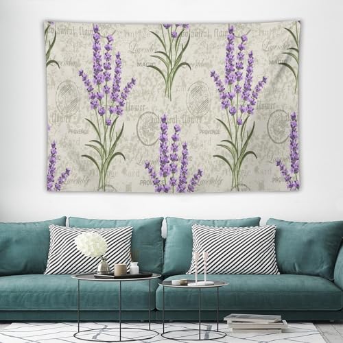 Kurtect Lavender Tapestry,Rustic Vintage Farmhouse Floral Romantic Purple Theme Print Tapestries for Living Room Party Beach Picnic Blankets Tablecloths Wall Decor, 40x60 in - color: Flower-5, size: 60"L x 40"W