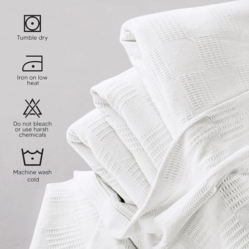 Utopia Bedding 100% Cotton Thermal Blanket White King Size Soft, Lightweight, Breathable, Cozy Spring and Summer Blankets for Bed, Home Room Decor Gifts for Fathers Day and Dad (90x108 Inches) - color: White, size: King