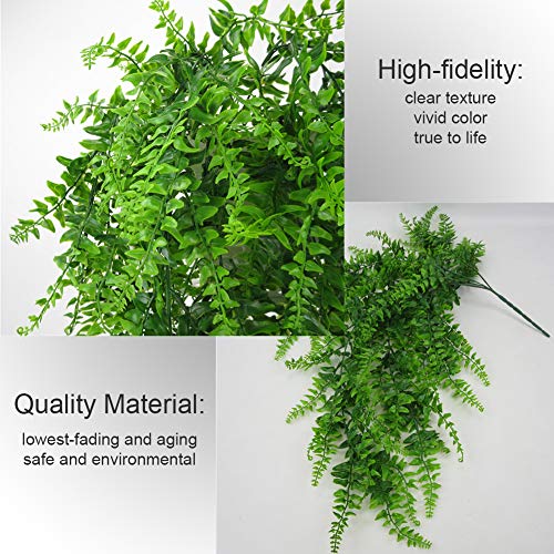 GBESTWOOW Fake Fern Artificial Hanging Ferns Outdoor Faux Hanging Greenery Plant Indoor UV Resistant Plastic Plants for Wall, Wedding Party, Holiday Decor-2Pcs - size: 32in