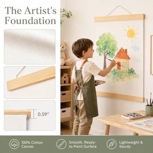 Blank Cotton Canvas Panels 3Pcs White Cotton Canvas Wooden Framed Artist Canvas Board with Hanging Rope for Acrylic, Oil, and Art Projects, Acrylic Pouring 11.7 * 8.2''
