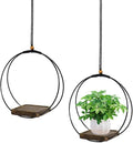 vensovo Hanging Planter for Indoor Plants - 2 Pack Plant Hanger Indoor with Metal Ring and Sturdy Wood Base, Boho Hanging Planter for Wall/Window/Room Decor