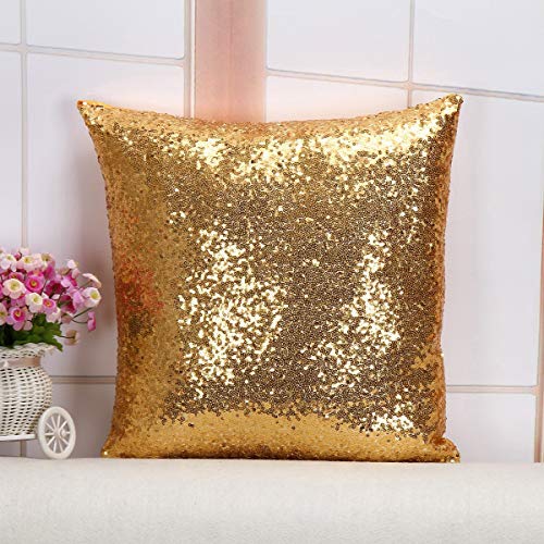 ShinyBeauty Gold Sequin Pillow Covers 20x20 Inch - 2 Pack Decorative Throw Pillow Cases for Couch, Sofa, Party, Farmhouse & Birthday Events | Glitter Toss Pillow Covers - color: Gold, size: 20" x 20" (Pack of 2)