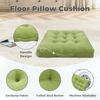 Navy Blue Tufted Floor Cushions with Carry Handle, 18x18 Inch Set of 2, Non-Slip Chair Pads for Yoga Meditation and Floor Pillow Living Room - color: Navy Blue