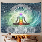 DYNH Meditation Tapestry, Yoga Decor Small Tapestry Wall Hanging for Bedroom, Lotus Tapestries Poster Beach Blanket College Dorm Home (60W X 40H) - size: 40"L x 60"W