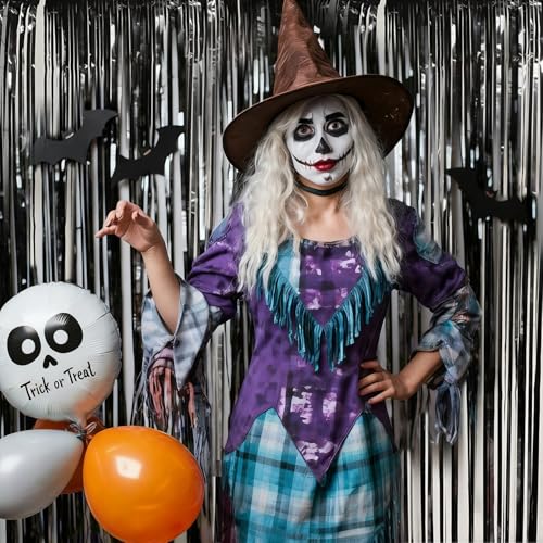 Black Tinsel Foil Fringe Curtains 3.3 x 8.2 ft, Black Fringe Backdrop for Streamers Party Decorations, Glitter Photo Backdrop for Door Decorations Hanging Birthday Bachelorette Halloween (2 Pack) - color: Black