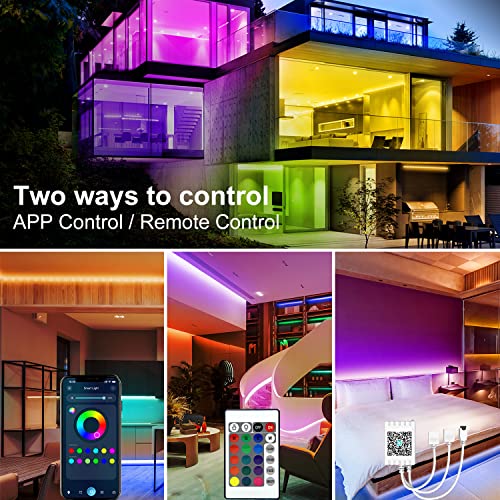 DAYBETTER LED Strip Lights 200 ft (2 Rolls of 100 ft), Smart App Control Lighting Bedroom Rome Decor with Remote, RGB Music Sync Color Changing LED Lights for Party - size: 200FT