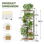 Bamworld Indoor Plant Stand with Grow Light Corner 5Tier Metal Plant Shelf Wood Flower Stand for Home Living Room Decor Patio Decor - style: 5 Tier,Square