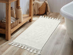 COTTON CRAFT Woven Area Rug - 2 Pack Cotton Jacquard Textured Rug - Boho Farmhouse Rustic Throw Rug with Fringe - Machine Washable Accent Mat for Bedroom Living Room Entryway Nursery - 20x32 - White - color: White - 2 Pack, size: 1'8" x 2'8" (Rectangular)