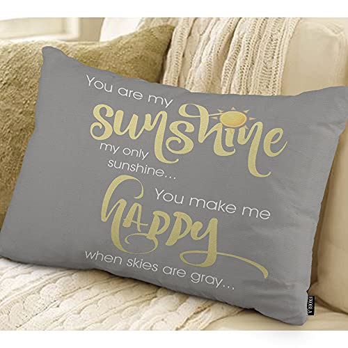 EKOBLA Motivational Phrase Home Decorative Throw Pillow Covers You are My Sunshine Yellow Gray Chevron Farmhouse Rectangle Cushion Cover Pillowcases Cotton Linen Cushion Cover 12x20 Inches - color: Multi-bs04, size: 20" x 12" (Pack of 1)