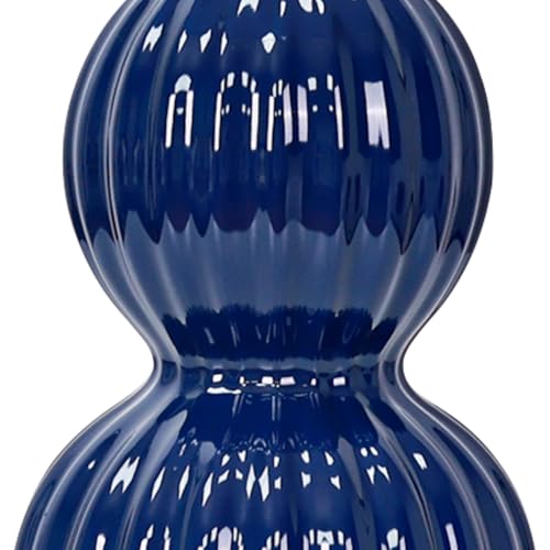 28" Navy Blue Table Lamps Set of 2 for Living Room, Modern Ceramic Bedside Lamps for Bedroom, Ribbed Gourd Table Lamps for Nightstand (2 LED Bulbs Included) - color: Navy Blue - 28"H