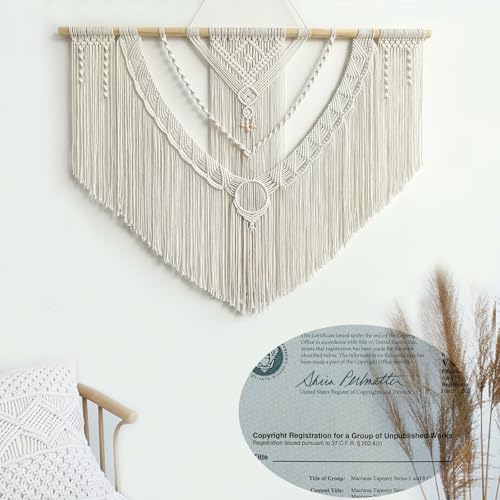 Achart Macrame Wall Hanging Large- Boho Wall Decor- large wall art- Wall Decor Living Room- Macrame Tapestry Boho Decor for Bedroom (Beige-O) - color: Beige-O