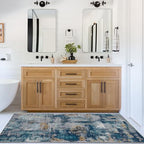 ReaLife Machine Washable Area Rug Runner - Living Room Bedroom Bathroom Kitchen Entryway Office - Padded Low Pile Stain Resistant Premium - Modern Abstract Colorful - ASA - Blue 2'6" x 6' - color: Abstract Modern - Blue, size: 2'6" x 6' (Rectangular)