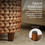Best Choice Products 17" Round Storage Ottoman W/Lid, Handwoven Water Hyacinth Footstool, Footrest w/Wooden Legs, Accent Side Table, Storage Container, Plant Stand - Chestnut - color: Chestnut