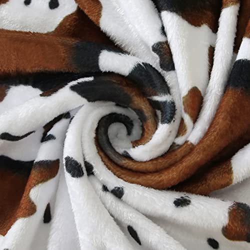 MACEVIA Flannel Fleece Throw Blanket for Couch, Cow Print Blanket for Adult, Fuzzy Cozy Comfy Super Soft Fluffy Plush Cowhide Blanket for Bed Sofa 260GSM, Suitable for All Seasons (Cow-01,50x60inches) - color: Cow Print-01, size: Flannel Fleece (50x60 IN)
