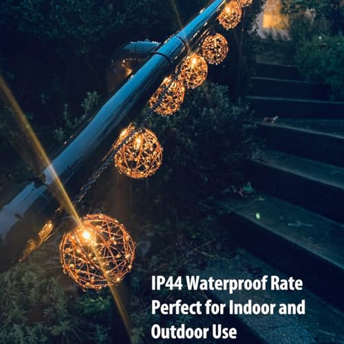 Outdoor Decorative Patio String Lights, Beaded Copper Wire Ball Style Lantern Lights, Connectable Weather-Resistant Indoor Outdoor Novelty Whimsical Light for Home Pergola Bedroom Porch Party Backyard - style: Beaded Copper Wire Ball