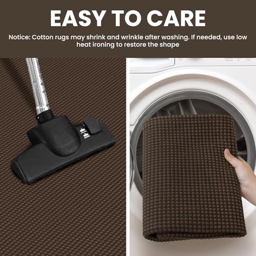IOHOUZE Small Area Rug 2x3 Washable Woven Rugs for Entryway Non Slip Rubber Backed Front Door Rugs Indoor Doormat Throw Rug Floor Carpet for Entrance Kitchen, Brown - color: Brown, size: 2' x 3' (Rectangular)