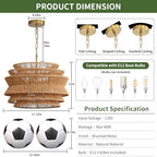 6-Light Boho Rattan Chandelier, 17.7 inch Hand Woven Farmhouse Hanging Light Fixture, Rustic Woven Ceiling Lamp for Kitchen Island, Dining Room, Living Room & Foyer - color: 17.7" Brown