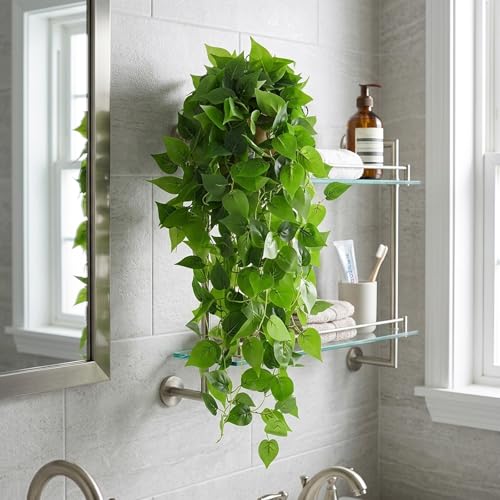 CEWOR 2pcs Fake Hanging Plants for Room Decor, 3.6ft Artificial Ivy Pothos Vine for Wall Living Room Patio Indoor Outdoor Home Shelf Office Decor (No Baskets)