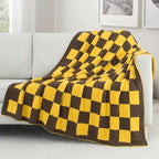 Carriediosa Checkered Throw Blanket 50" X 60", 400GSM Ultra Soft Microfiber Fuzzy Fluffy Reversible Cute Preppy Knitted Blankets Cozy Plush Fall Throws for Couch, Bed, Sofa, Yellow and Brown - color: Check - Yellow and Brown, size: 50" X 60"