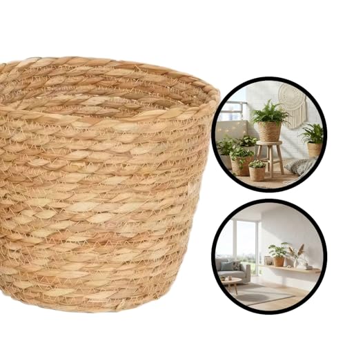 Woven Basket for Plants - Rattan Plant Basket with Boho Design for Indoor Decor and Small Item Storage - size: 17x13x15 cm