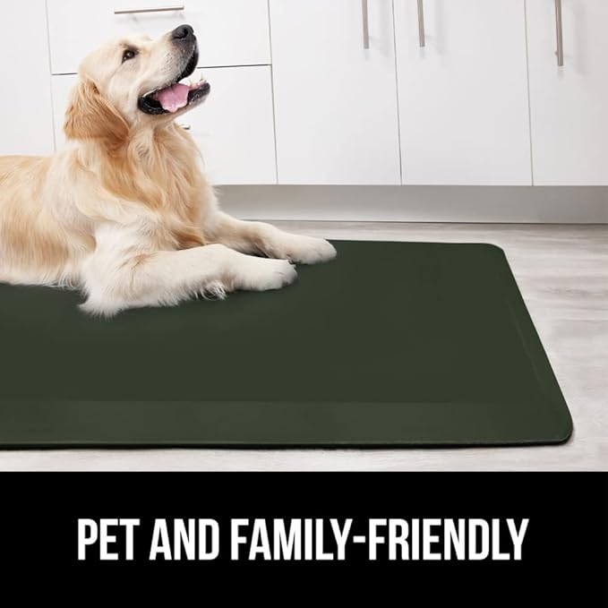 GORILLA GRIP Comfortable Cushioned Kitchen Mats for Floor, Waterproof and Stain Resistant Soft Top, 3/4 Inch Thick Ergonomic Standing Desk Anti Fatigue Mat, Foam Supports Feet, 20x32, Hunter Green