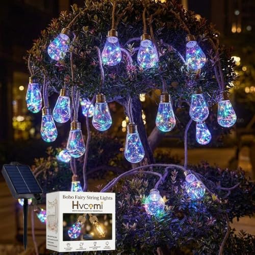 Boho Fairy String Lights Outdoor Backyard Solar String Lights LED for Garden Patio Porch Decor USB Waterproof Shatterproof Bulbs 8 Modes Edison Night Lamp Party Gift(33ft 16Lights,Colorful Normal) - color: 33ft 16Lights, size: Colorful Normal