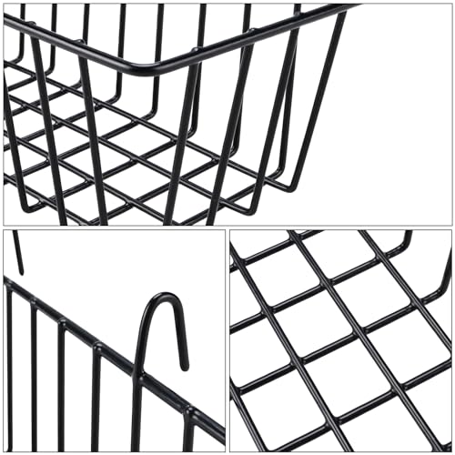 Yaegoo 6 Pack Wire Baskets, Wall Grid Panel Hanging Wire Basket, Black